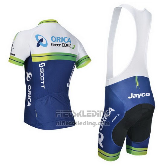 2014 Fietskleding Orica GreenEDGE Wit en Blauw Korte Mouwen en Koersbroek
